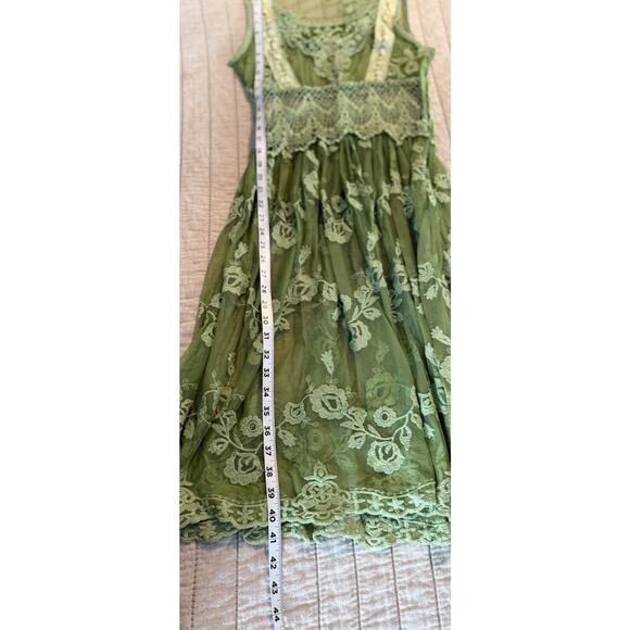 Sundance Dress NO SLIP Green Fairy Boho Coquette Lace Festival See Measurements - Picture 12 of 12